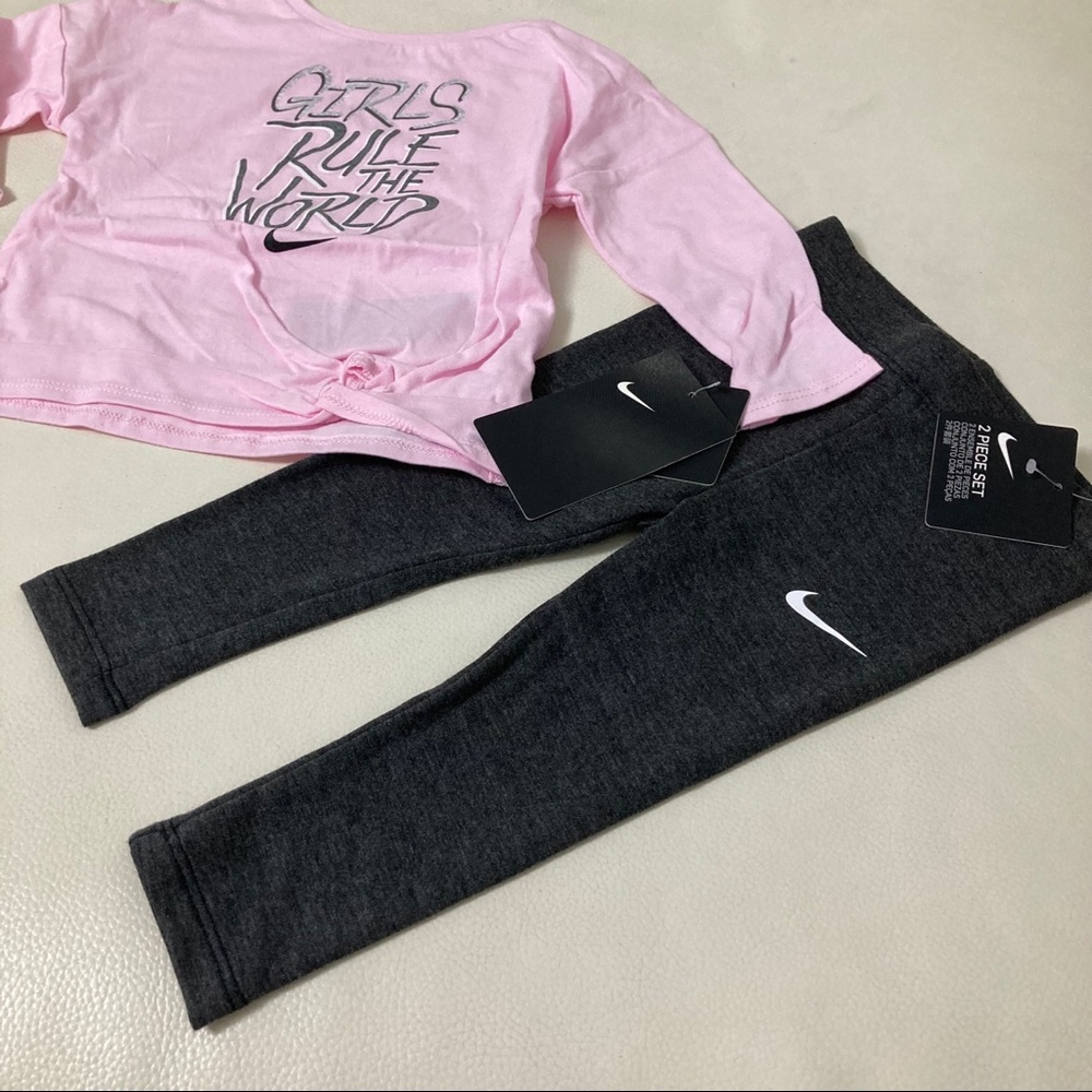 Nike baby girl cute pink run the world leggings set 4029 - Picture 4 of 8